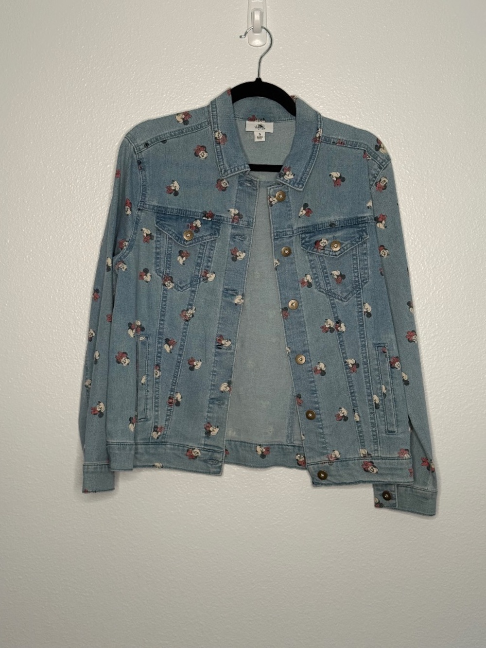 Disney Parks Minnie Mouse Allover Print Denim Jacket Women’s Small
